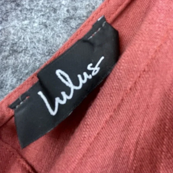 Lulus Dress Small Rust Linen Ruffle Tiered Summery Peasant Cottage Farm House - Picture 4 of 7